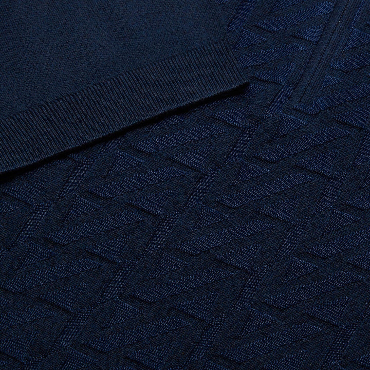 Geometric silk blend polo shirt - Blue