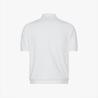 Silk blend zigzag polo shirt - White
