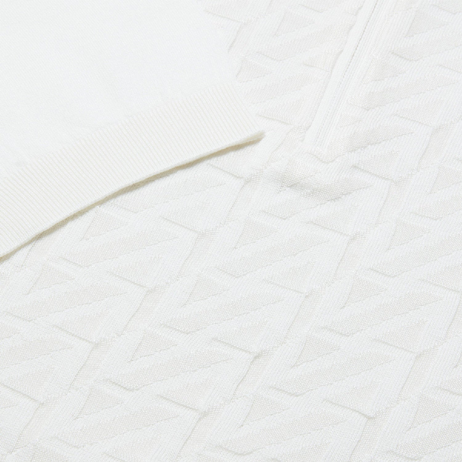 Silk blend zigzag polo shirt - White