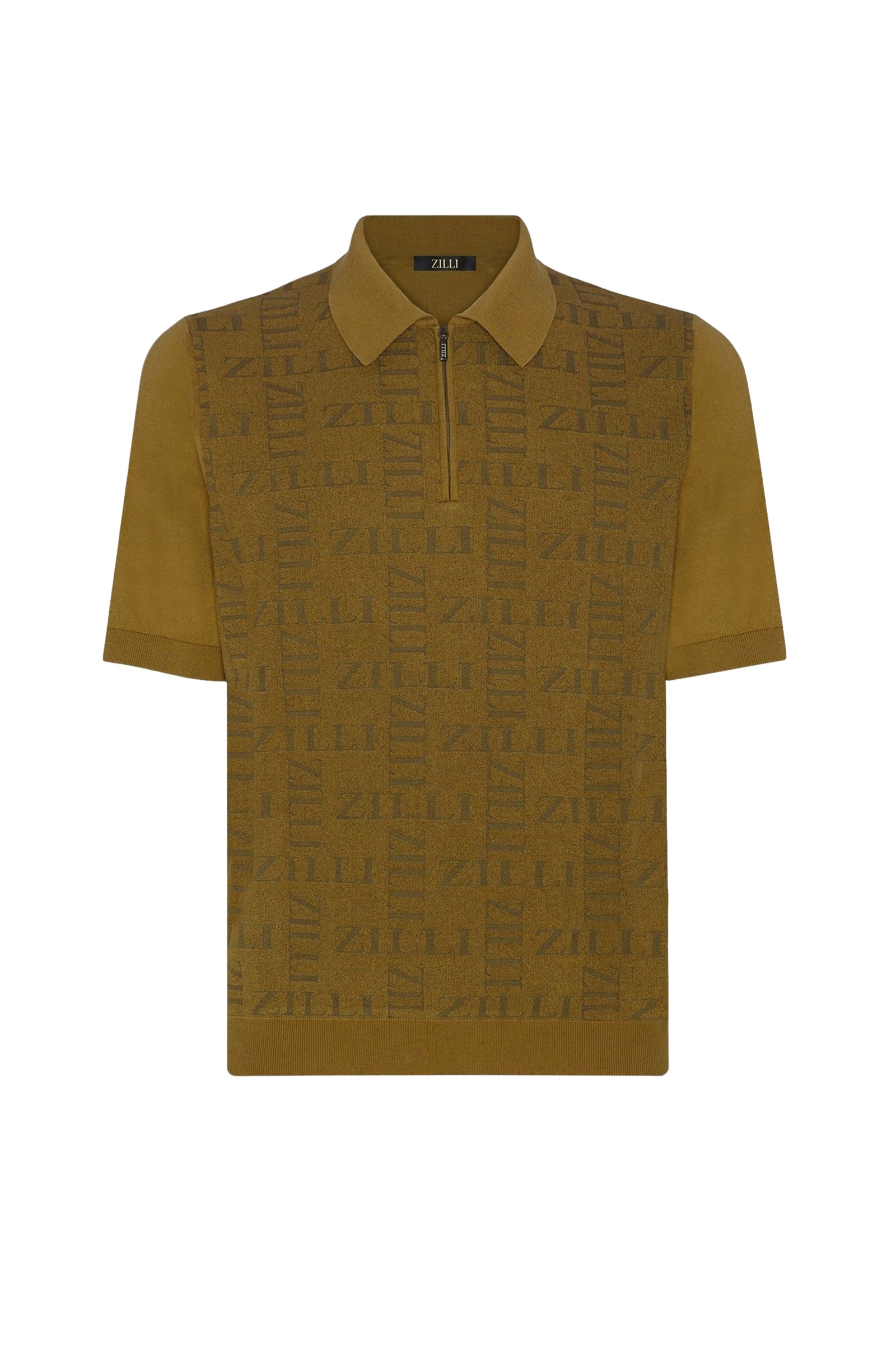 Polo tricoté à motif monogramme jacquard en soie - Marron