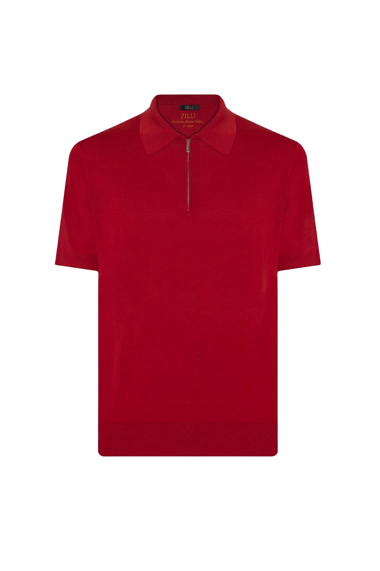Short-sleeved polo shirt in fine wool - Red