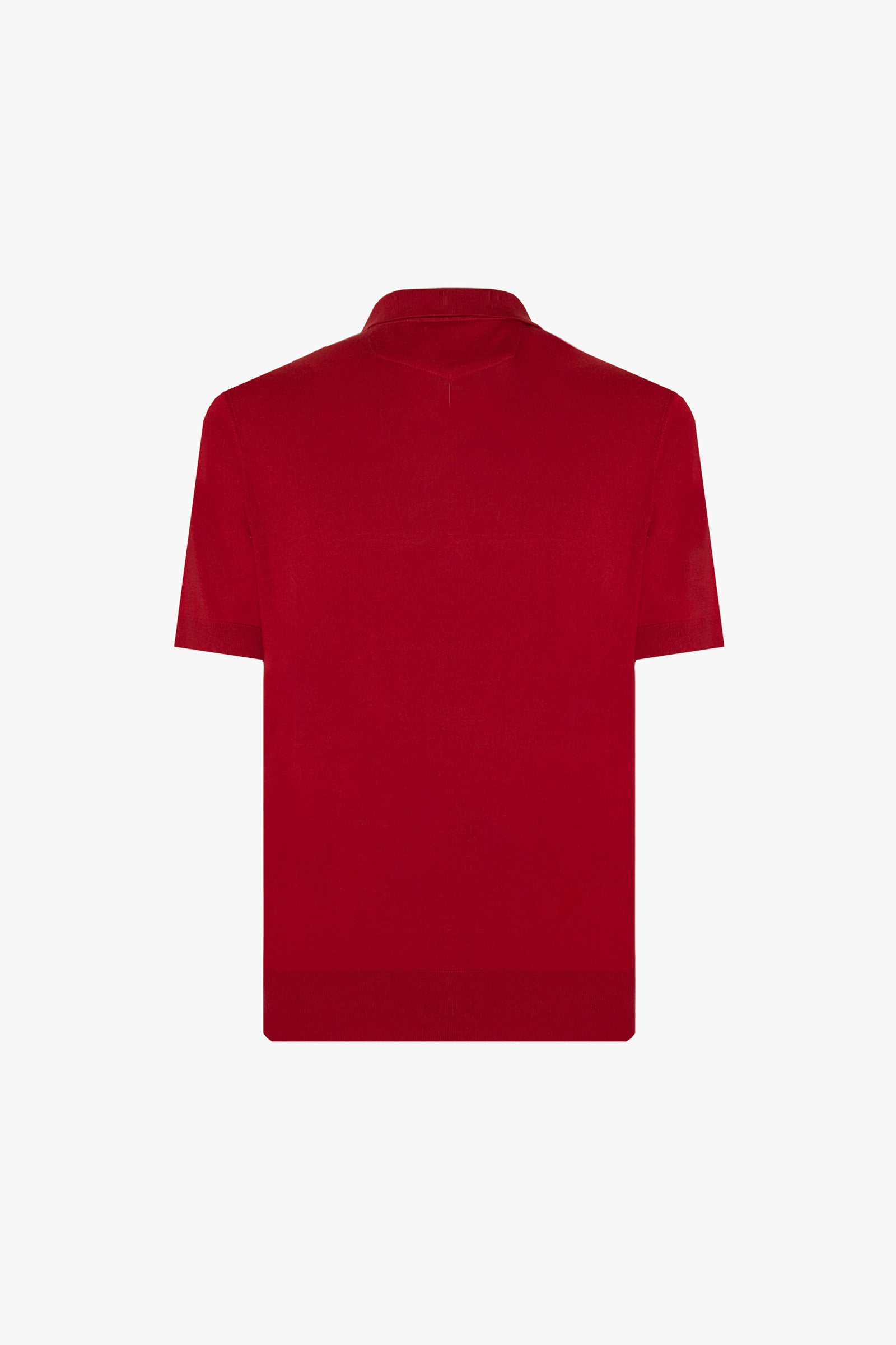 Short-sleeved polo shirt in fine wool - Red