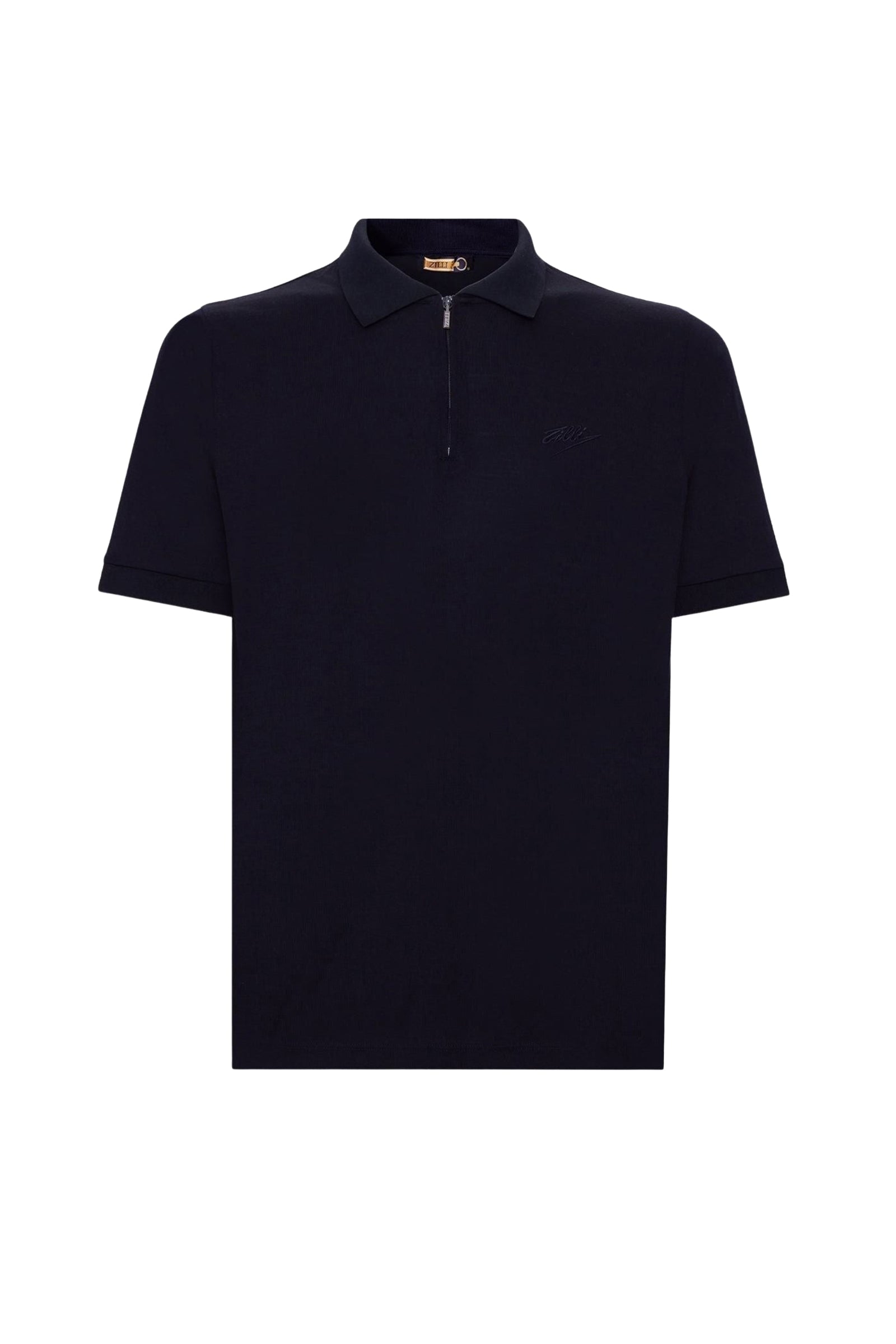 Polo à fermeture éclair maille piquée en laine - Bleu