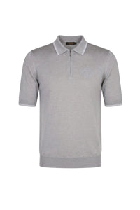 Polo zippé en cachemire et soie - Soft Grey