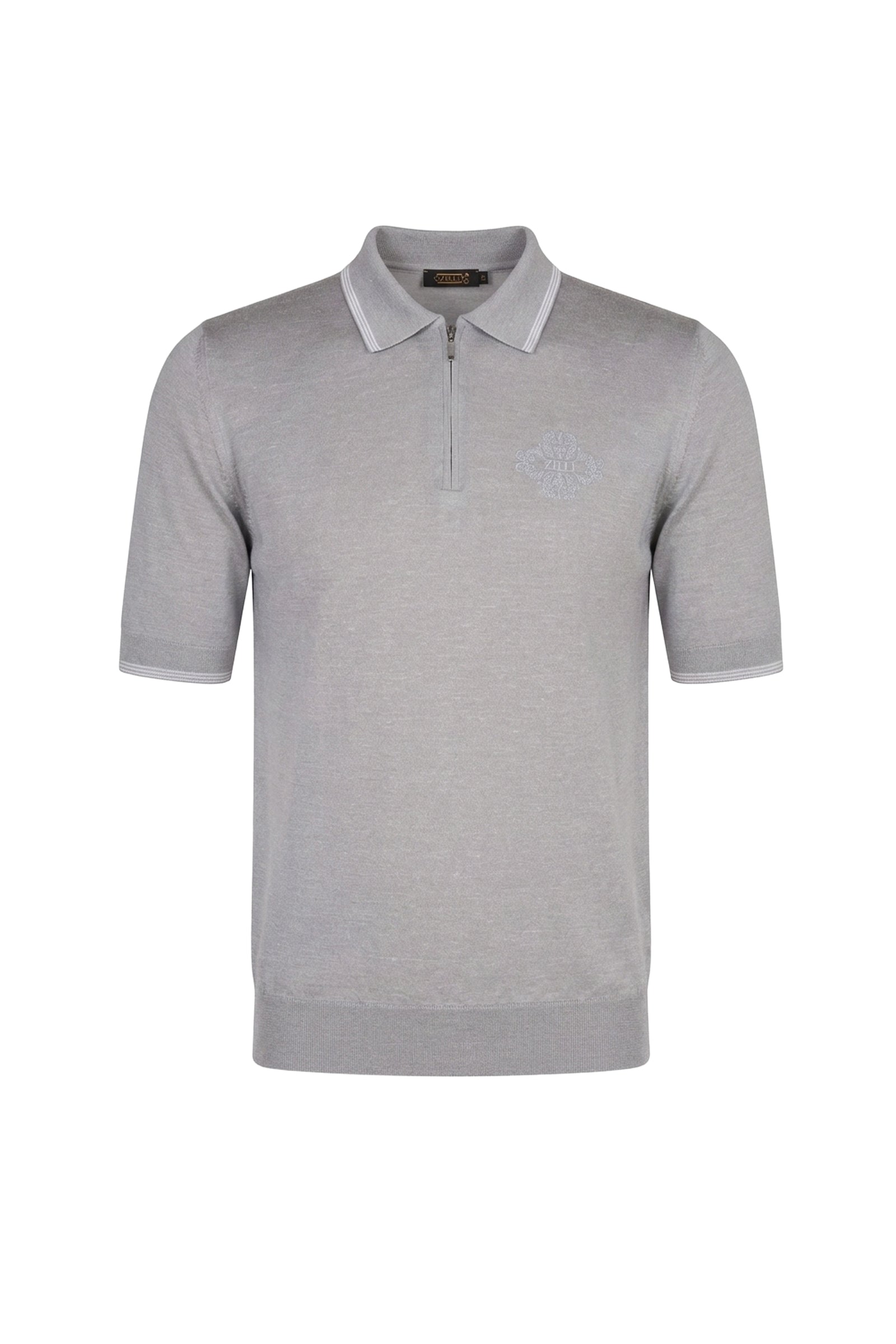 Polo zippé en cachemire et soie - Soft Grey