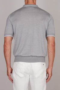 Polo zippé en cachemire et soie - Soft Grey
