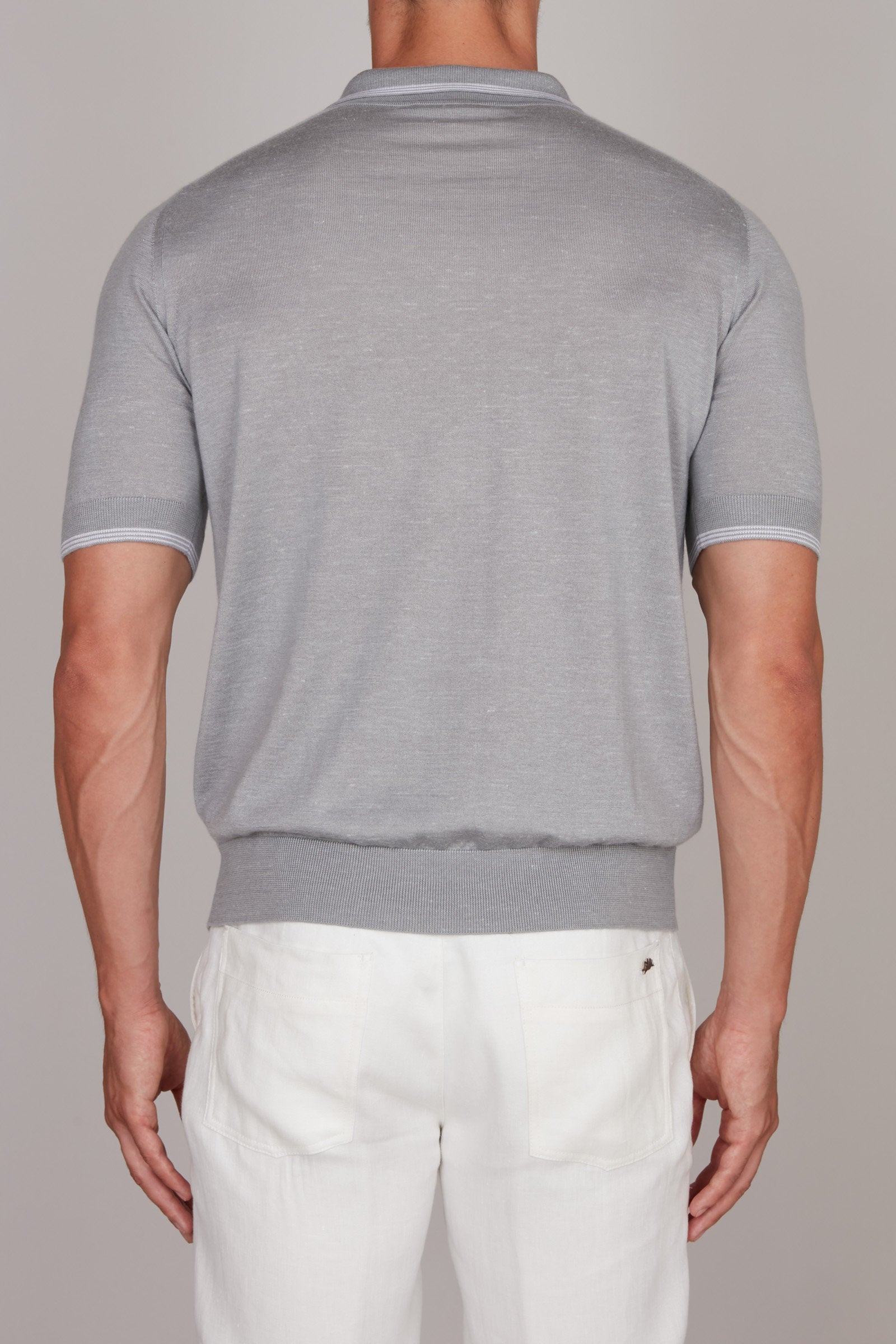 Polo zippé en cachemire et soie - Soft Grey