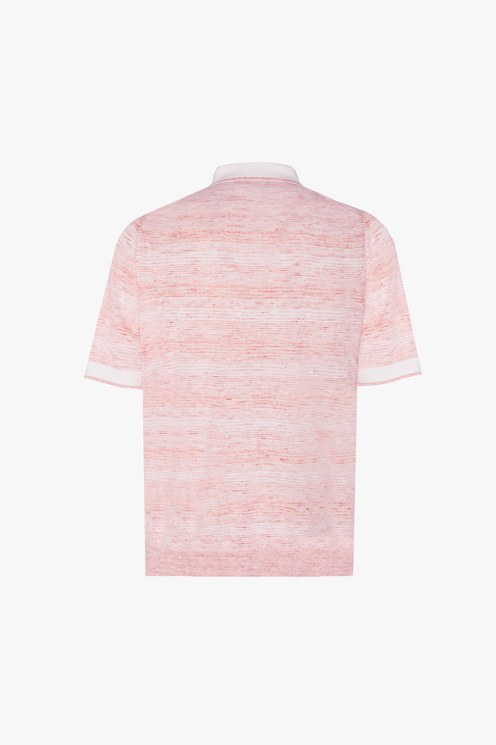 Polo avec motif chiné et col zippé en cachemire - Orange & Blanc