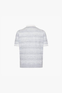 Mélange cashmere and silk blend polo shirt - Grey & White