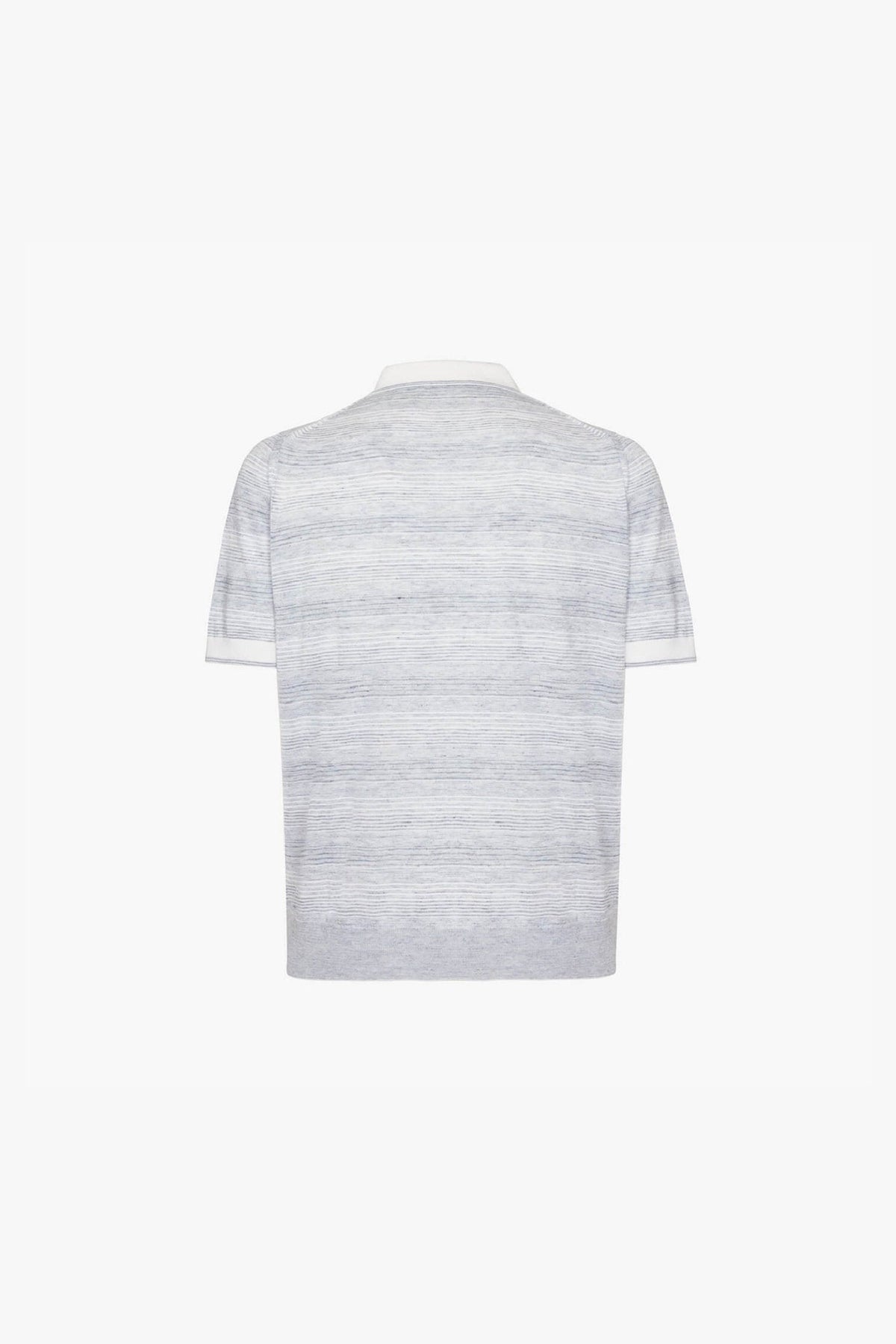 Mélange cashmere and silk blend polo shirt - Grey & White