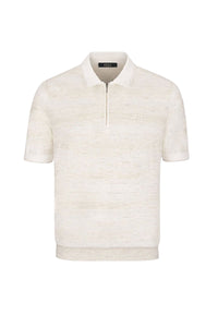 Short-sleeved cashmere polo shirt - Beige