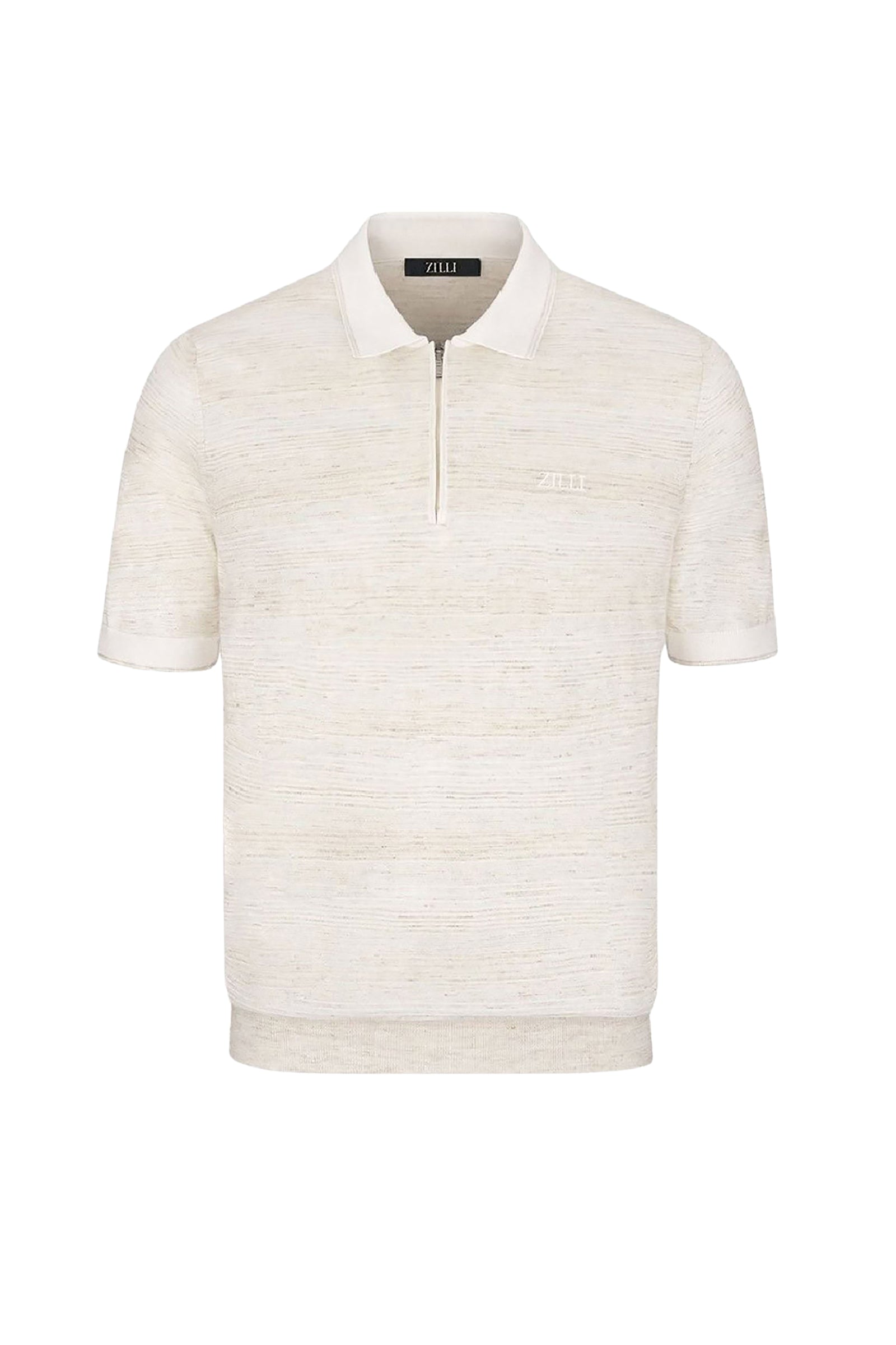 Short-sleeved cashmere polo shirt - Beige