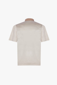 Polo rayé en soie - Beige & Marron