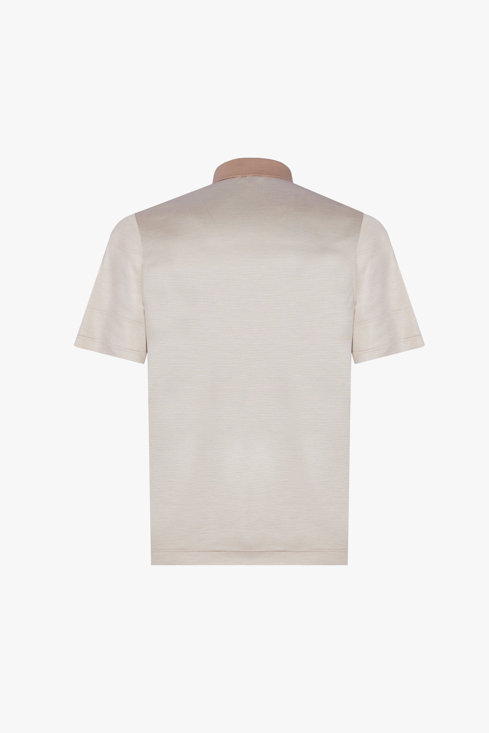 Polo rayé en soie - Beige & Marron