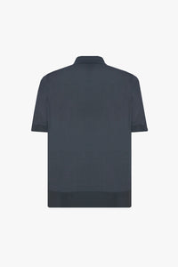 Polo côtelé à zip en soie - Grey Anthracite