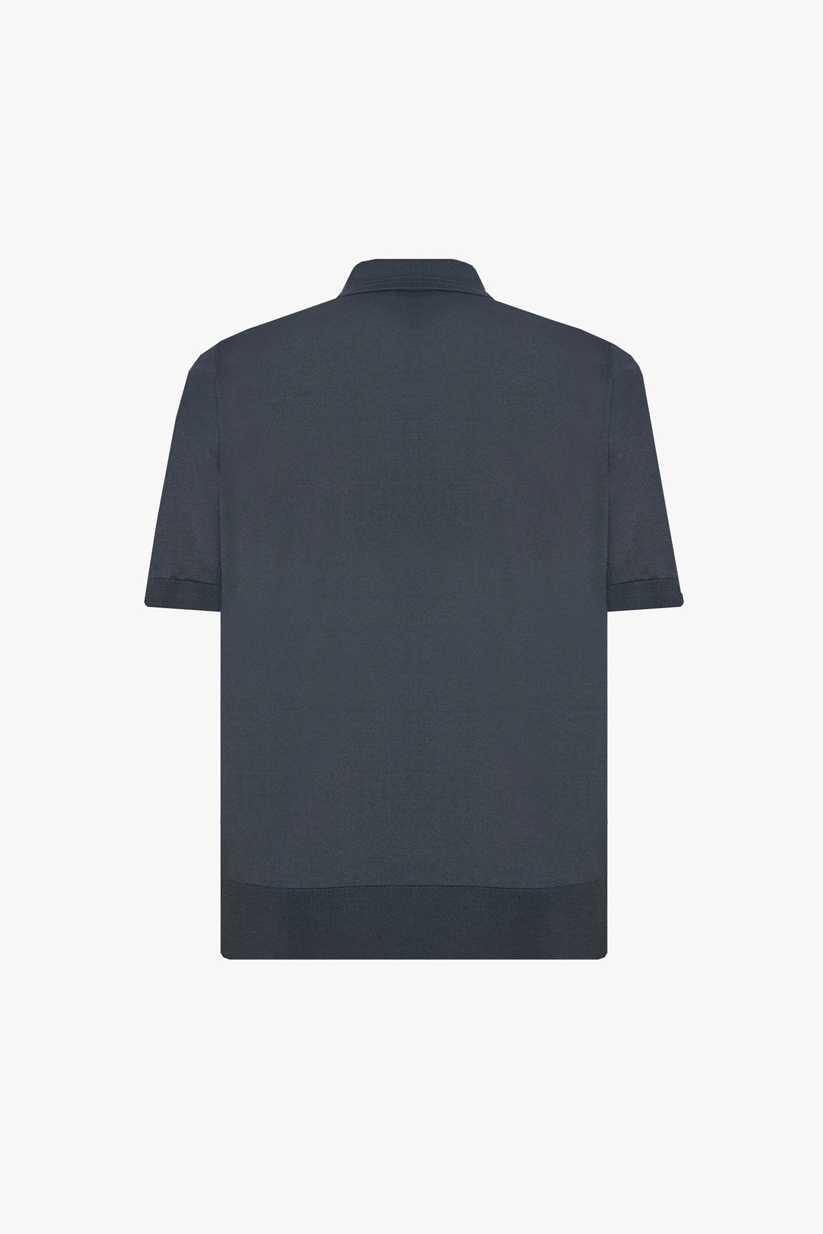 Polo côtelé à zip en soie - Grey Anthracite