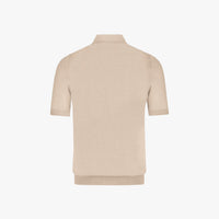 Silk textured knit zip polo shirt - Beige