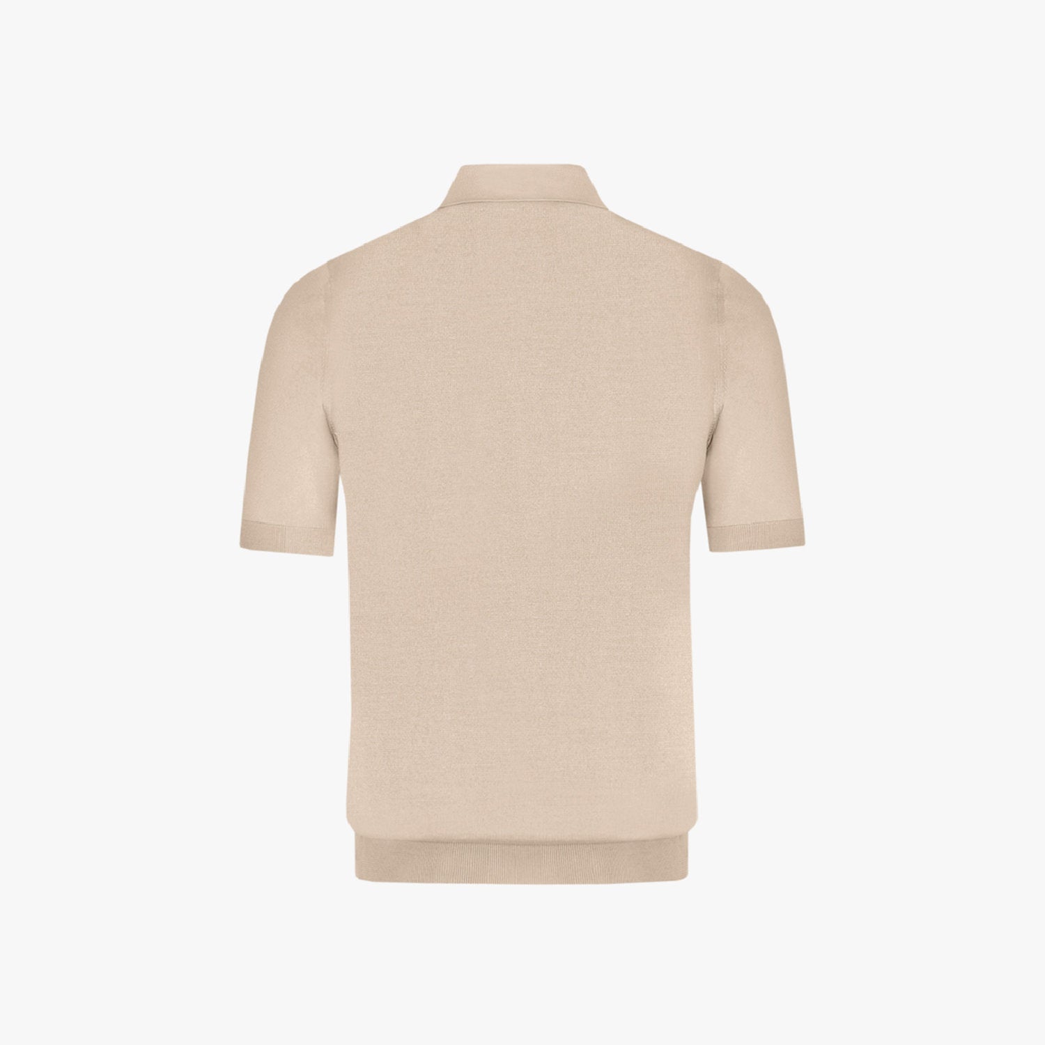 Silk textured knit zip polo shirt - Beige