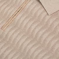 Silk textured knit zip polo shirt - Beige