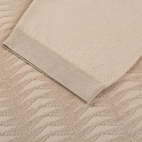 Silk textured knit zip polo shirt - Beige