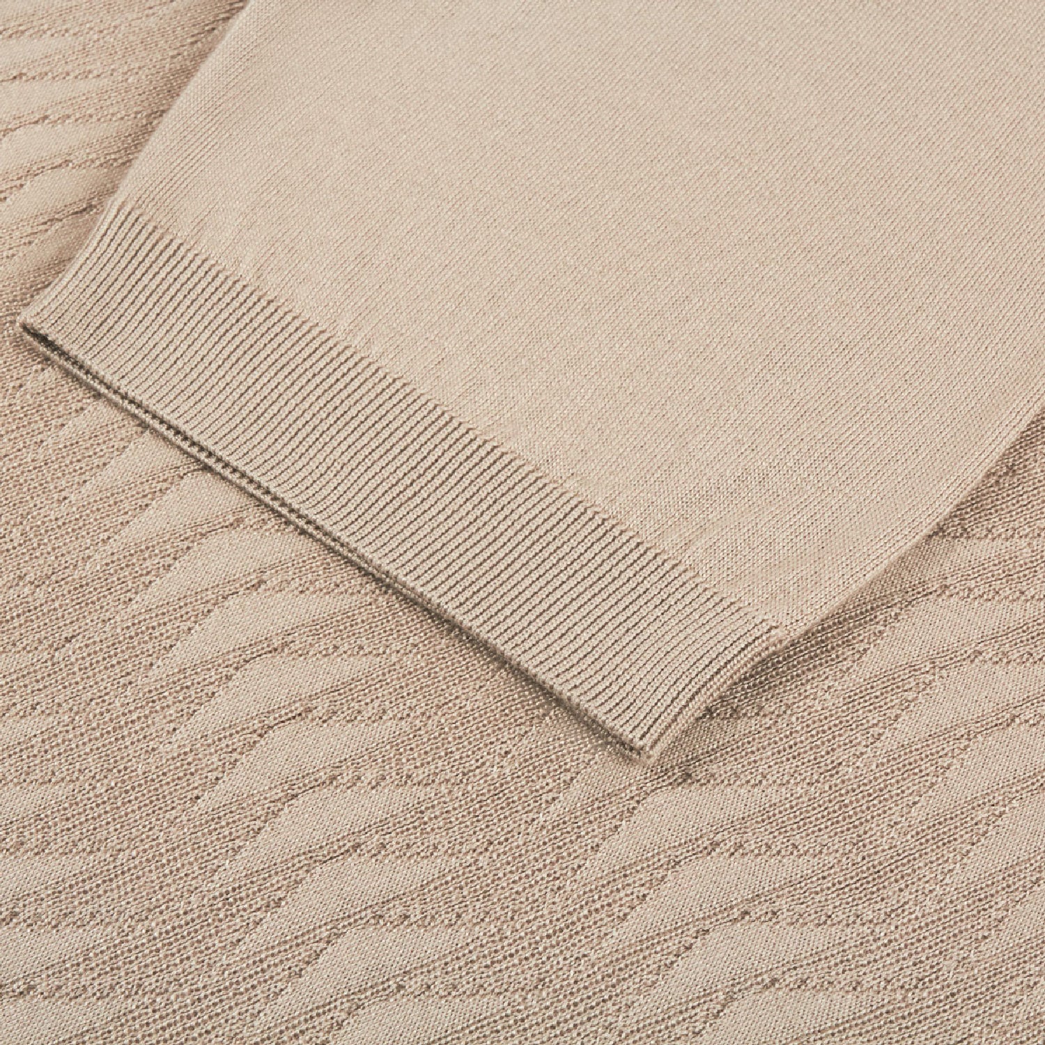 Silk textured knit zip polo shirt - Beige