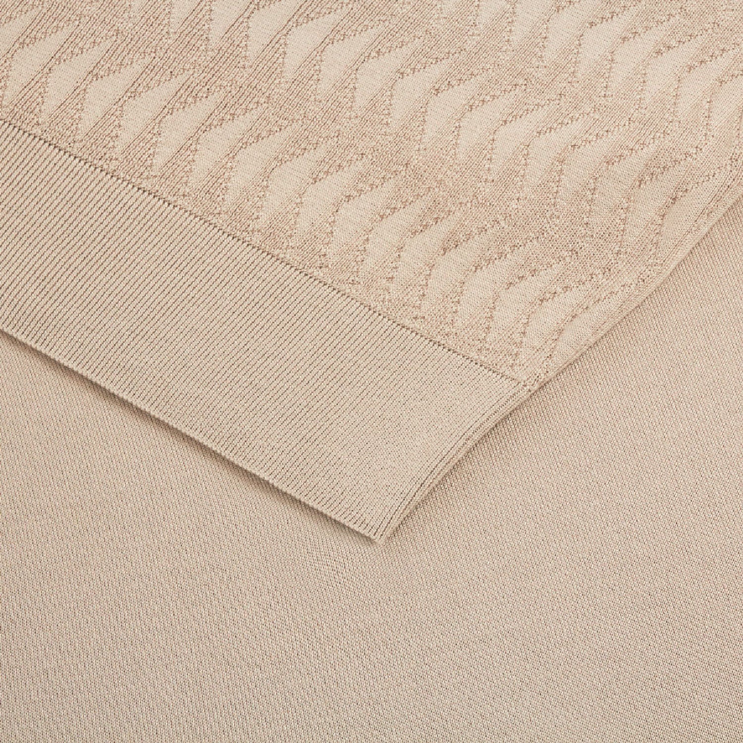 Silk textured knit zip polo shirt - Beige