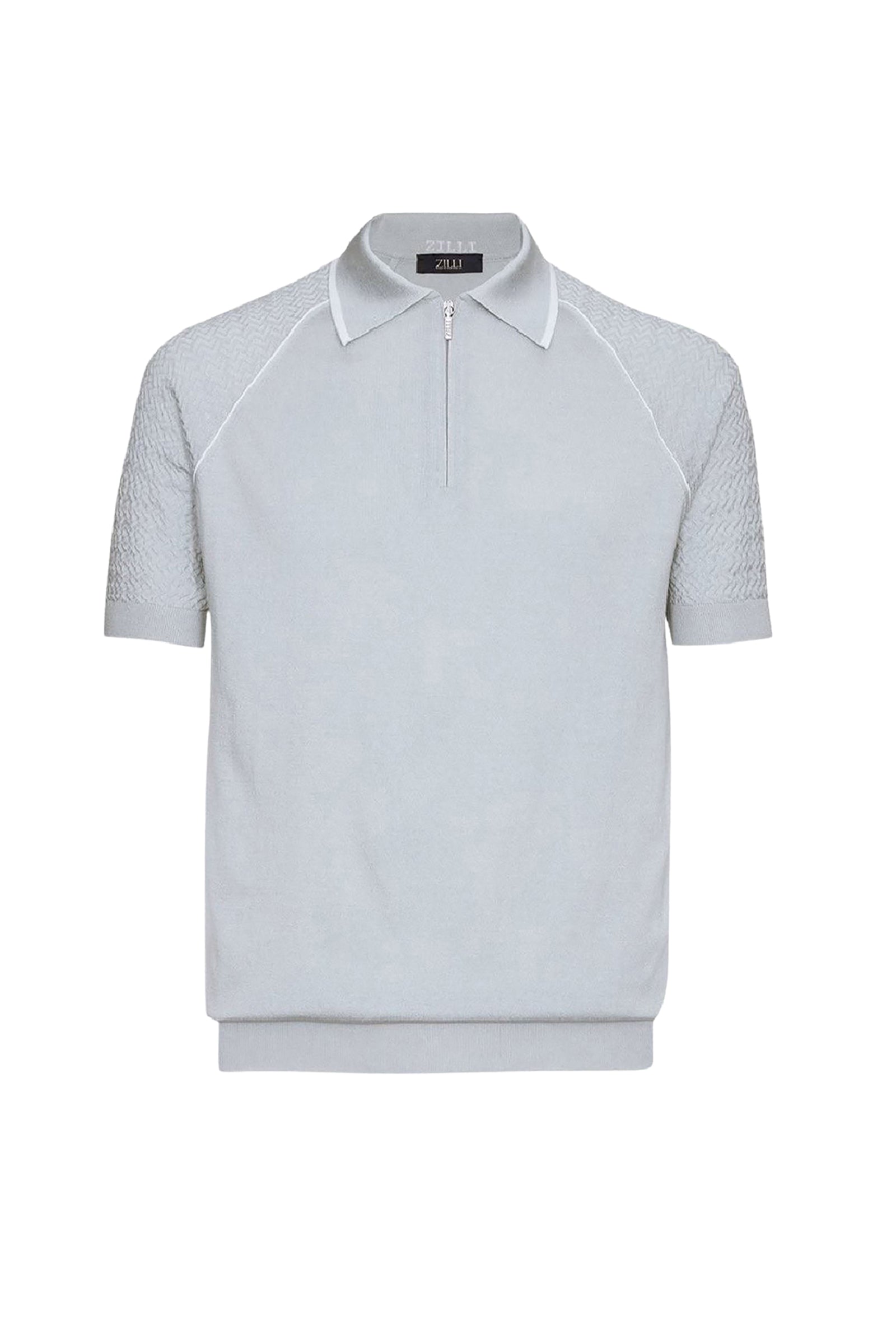 Silk textured knit polo shirt - Grey & White