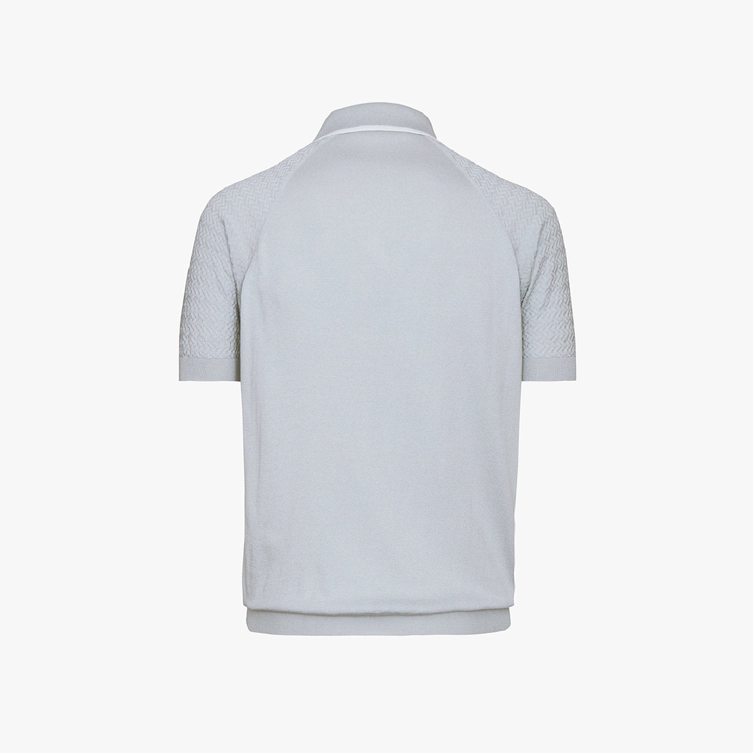 Silk textured knit polo shirt - Grey & White