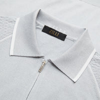 Silk textured knit polo shirt - Grey & White