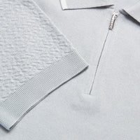 Silk textured knit polo shirt - Grey & White