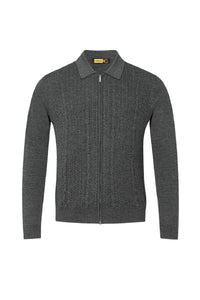 Polo torsadé en laine - Gris anthracite
