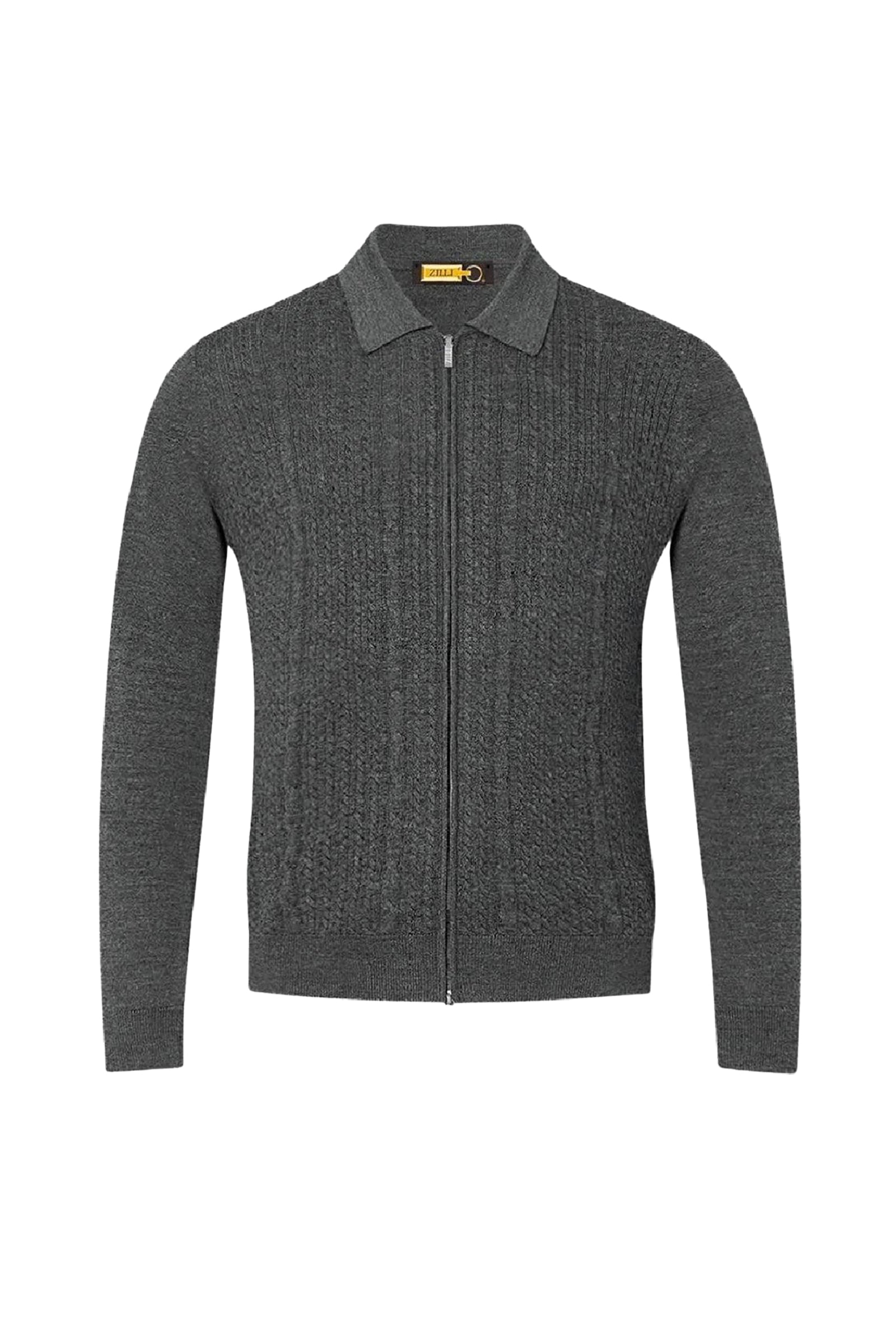 Polo torsadé en laine - Gris anthracite