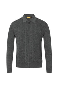 Polo torsadé en laine - Gris Anthracite