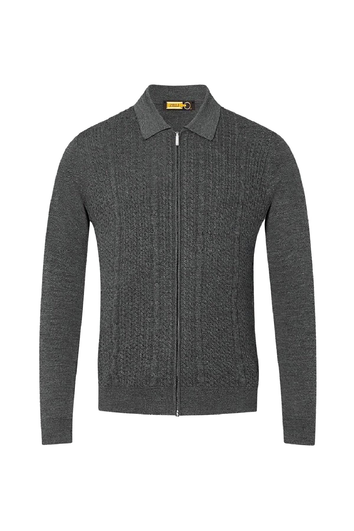 Polo torsadé en laine - Gris Anthracite