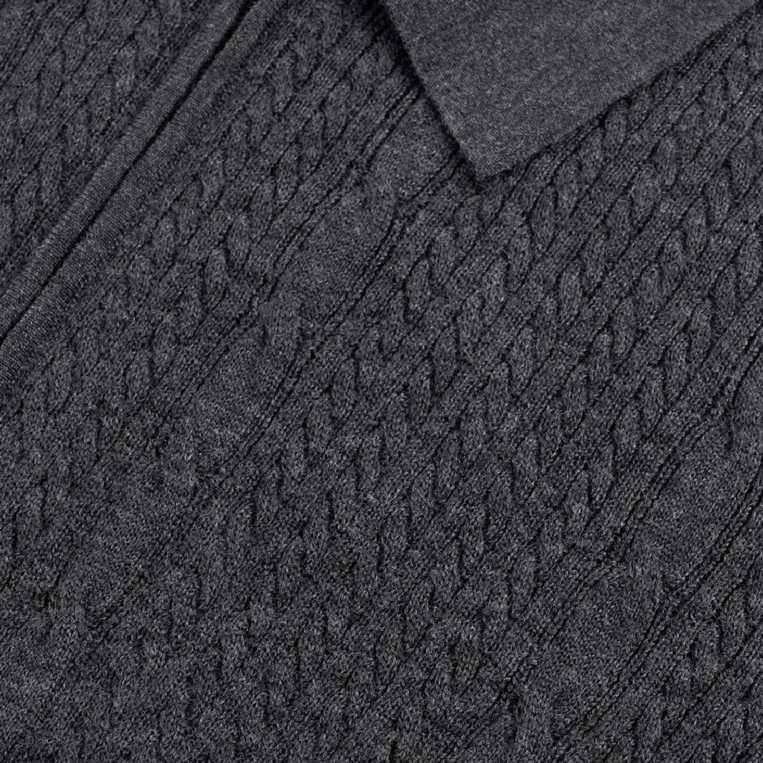 Polo torsadé en laine - Gris anthracite