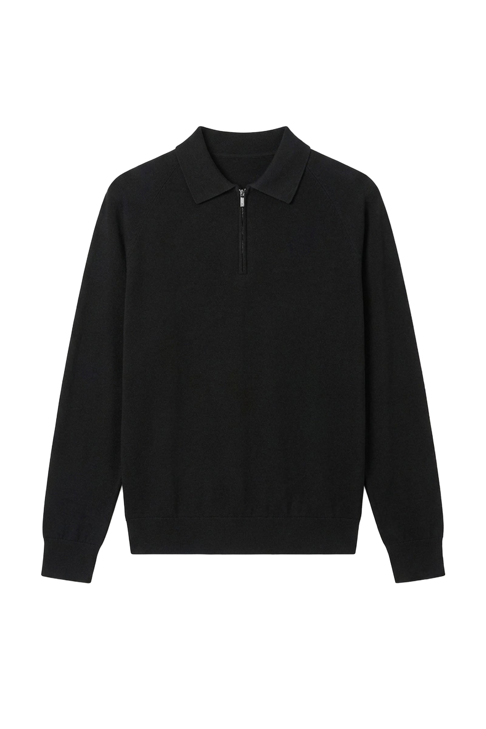 Polo zippé en laine - Noir