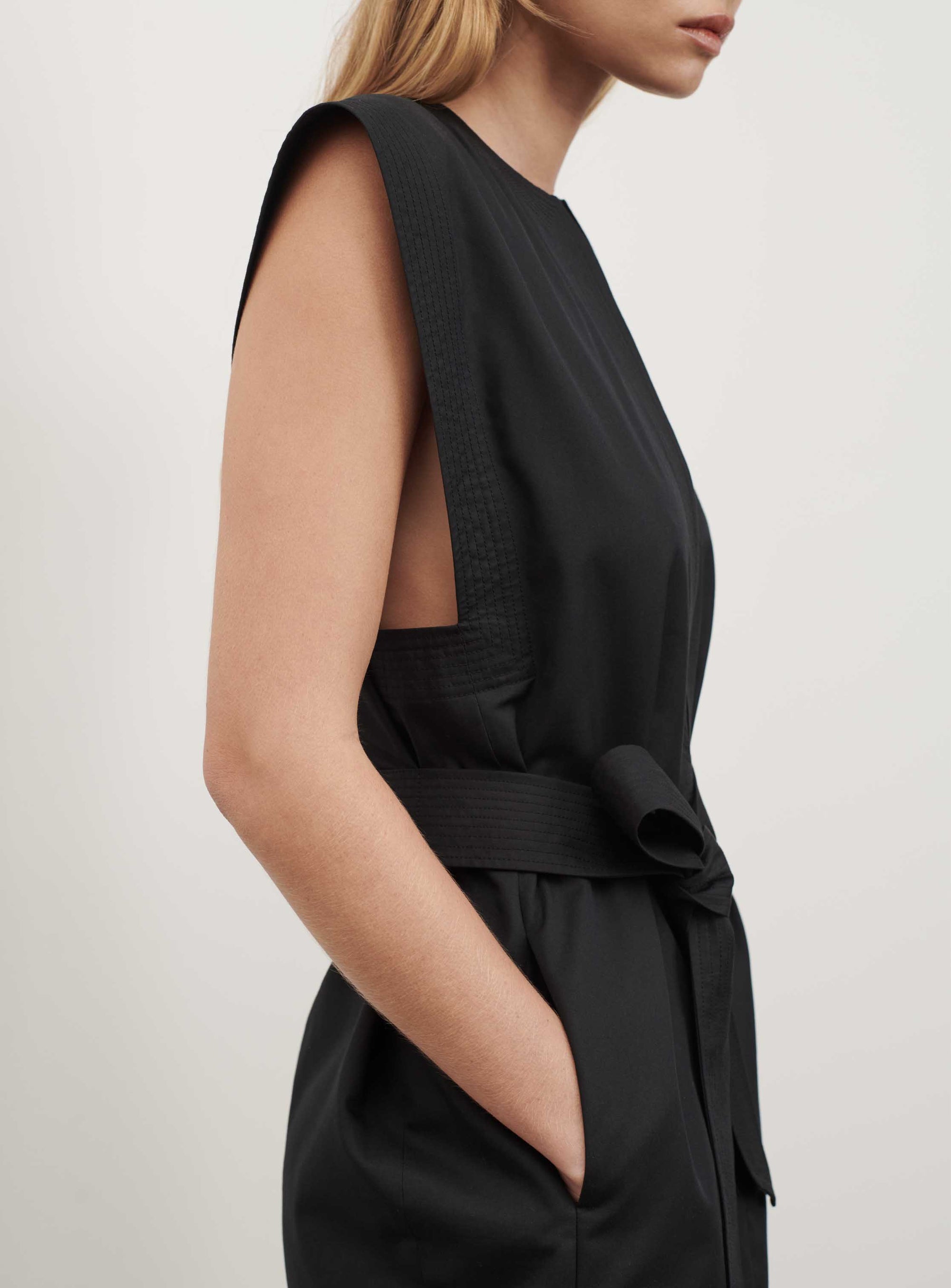 Mini robe kaftan en laine - Black