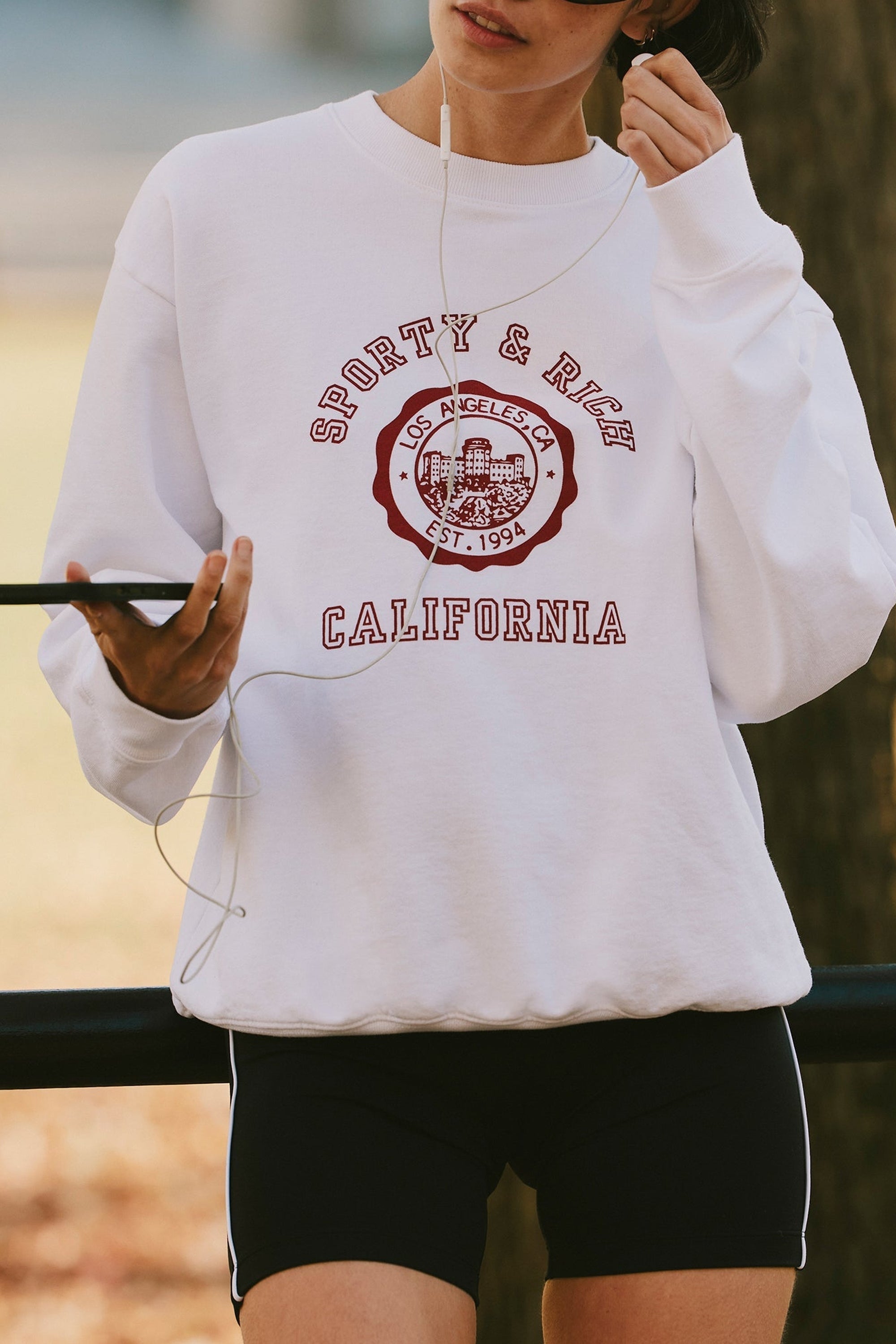 Sweatshirt California à col rond imprimé - White