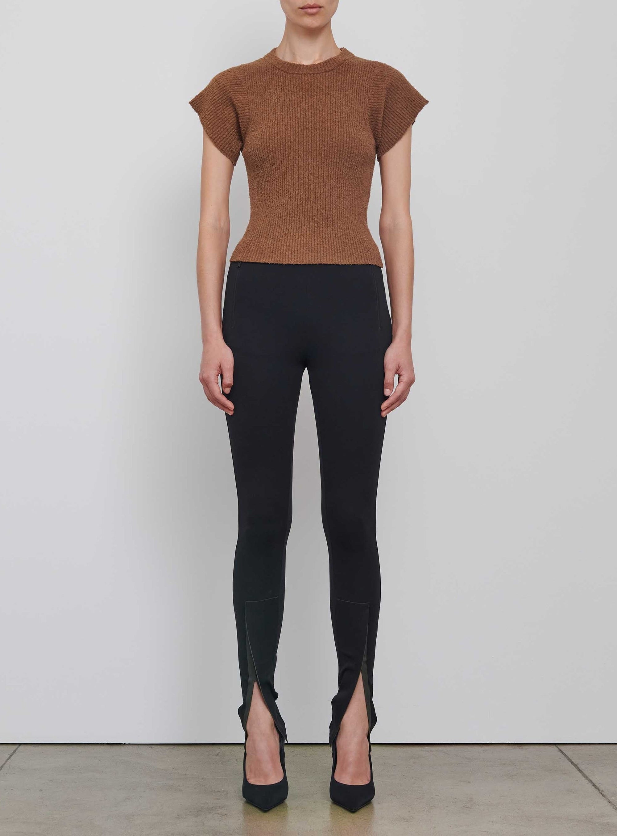 Knit T-Shirt - Brown