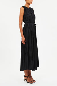Robe midi Fianna plissée sans manches - Noir