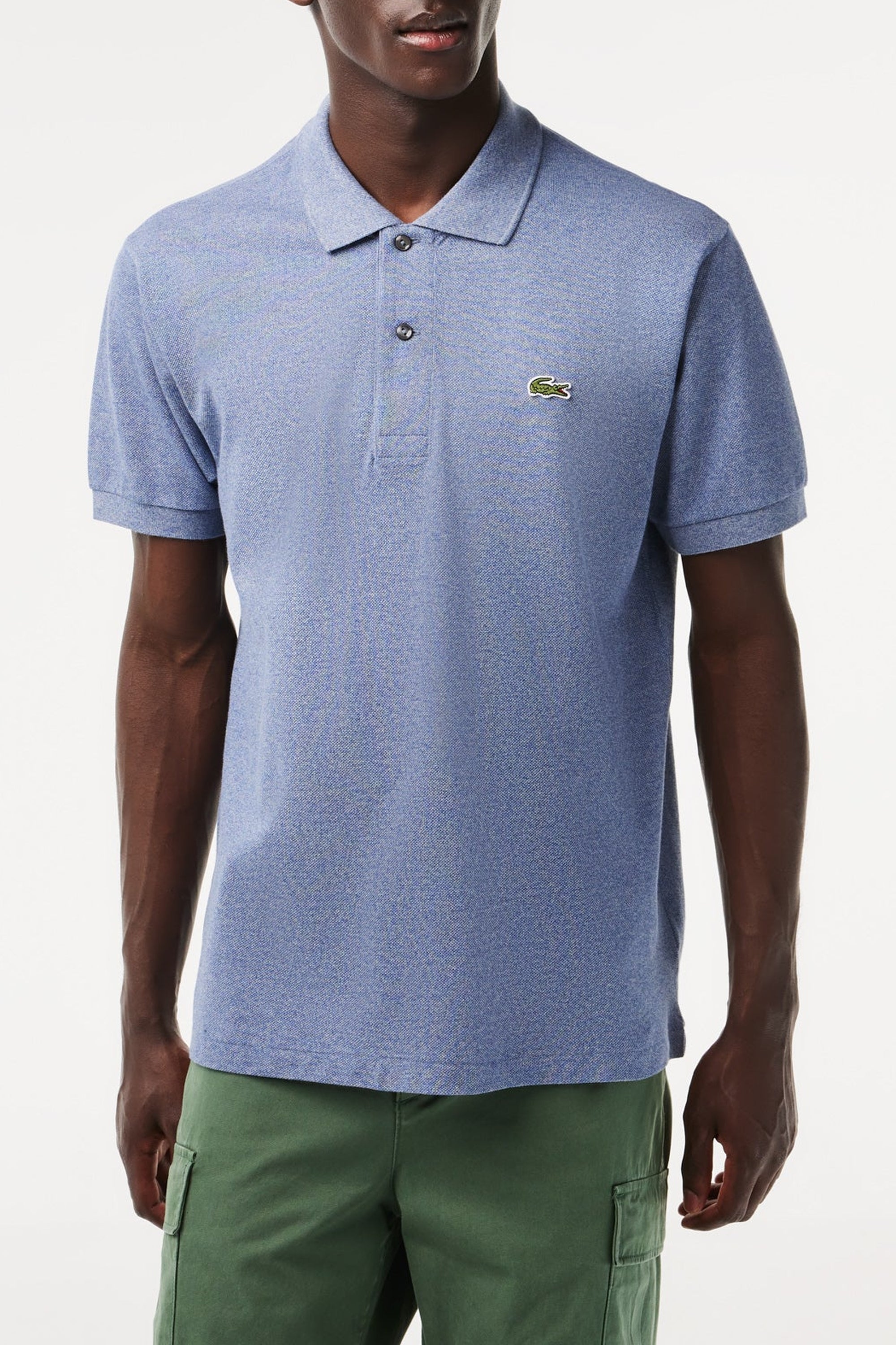 Polo L.12.12 chiné en piqué - Bleu Indigo Clair