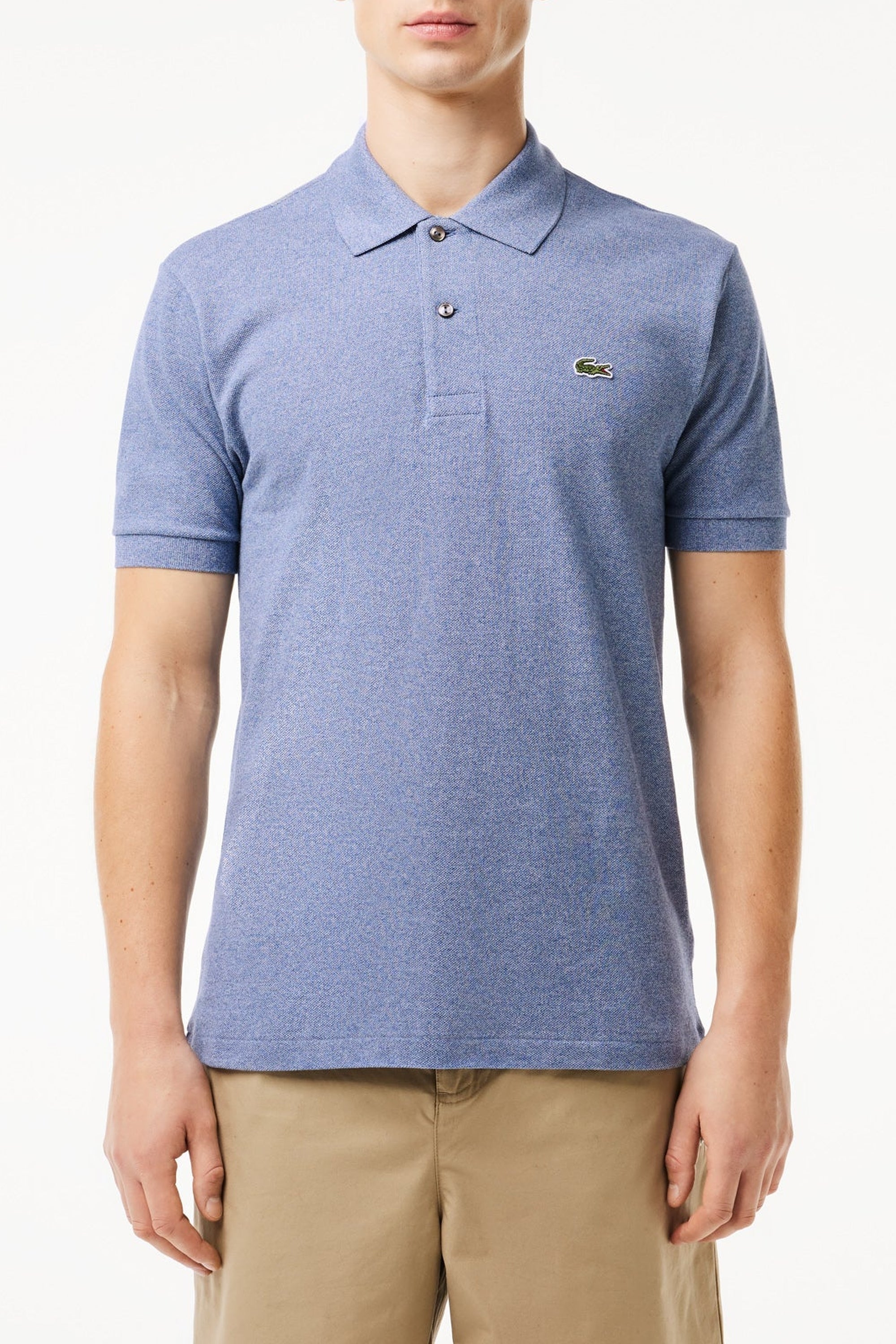 Polo L.12.12 chiné en piqué - Bleu Indigo Clair