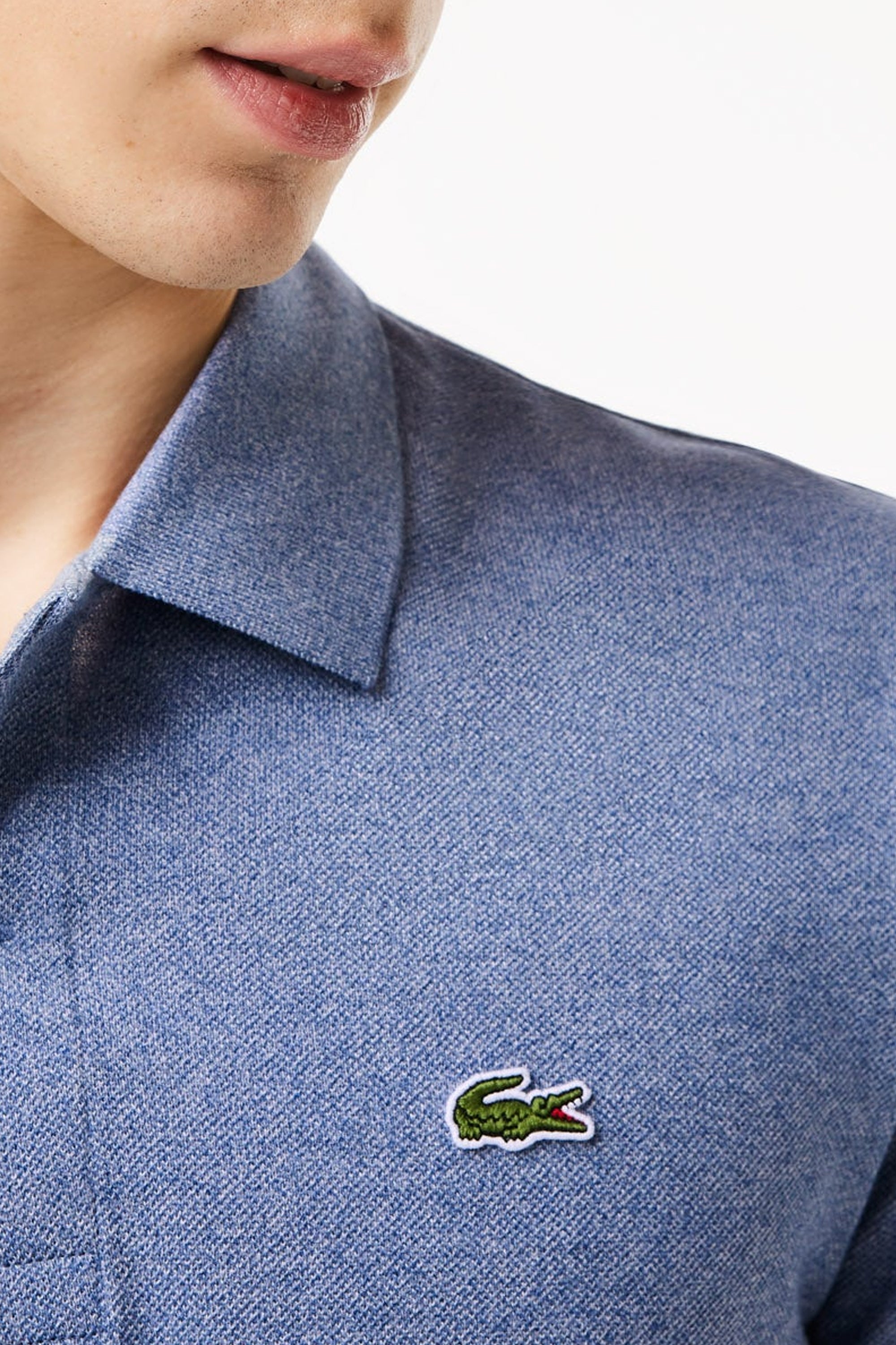 Polo L.12.12 chiné en piqué - Bleu Indigo Clair