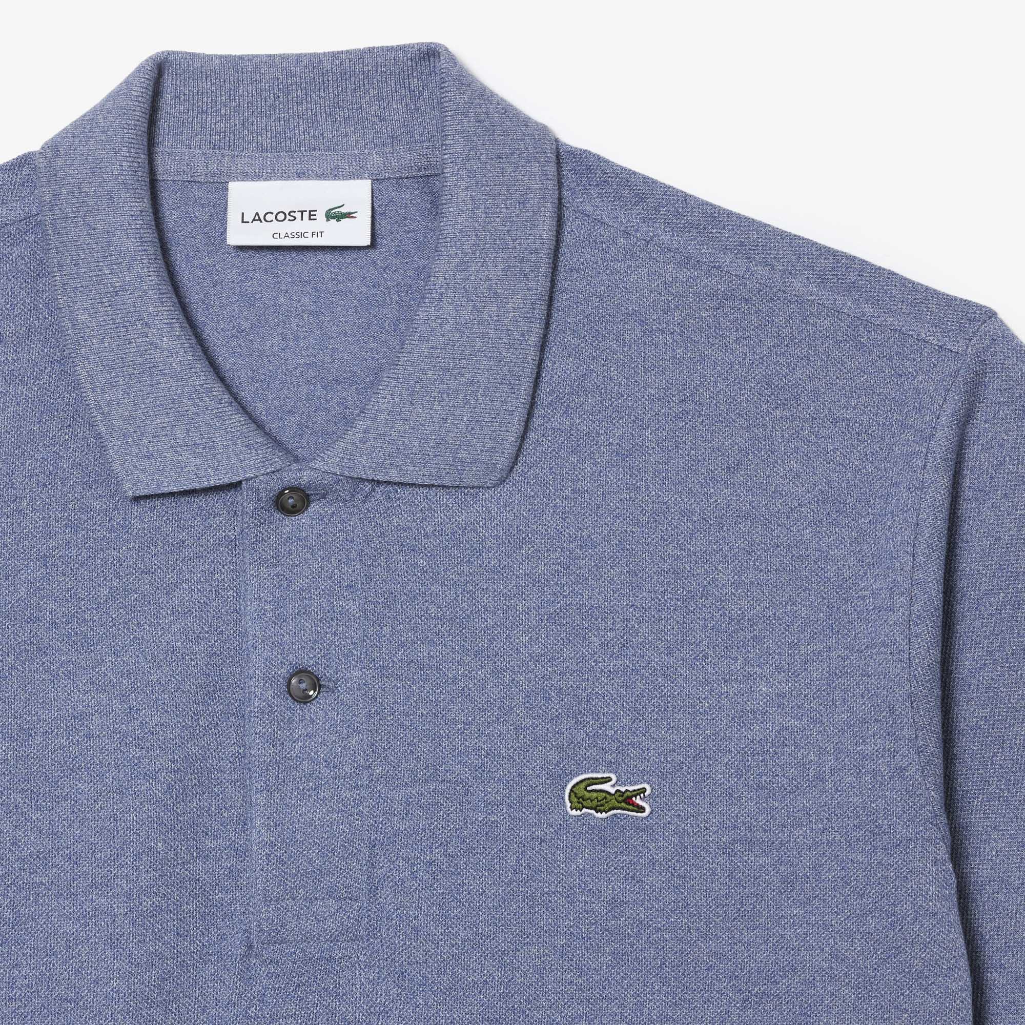 L.12.12 Chiné pique polo shirt - Light Indigo Blue