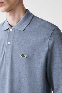 Polo L.12.12 à manches longues en piqué - Bleu Indigo Clair