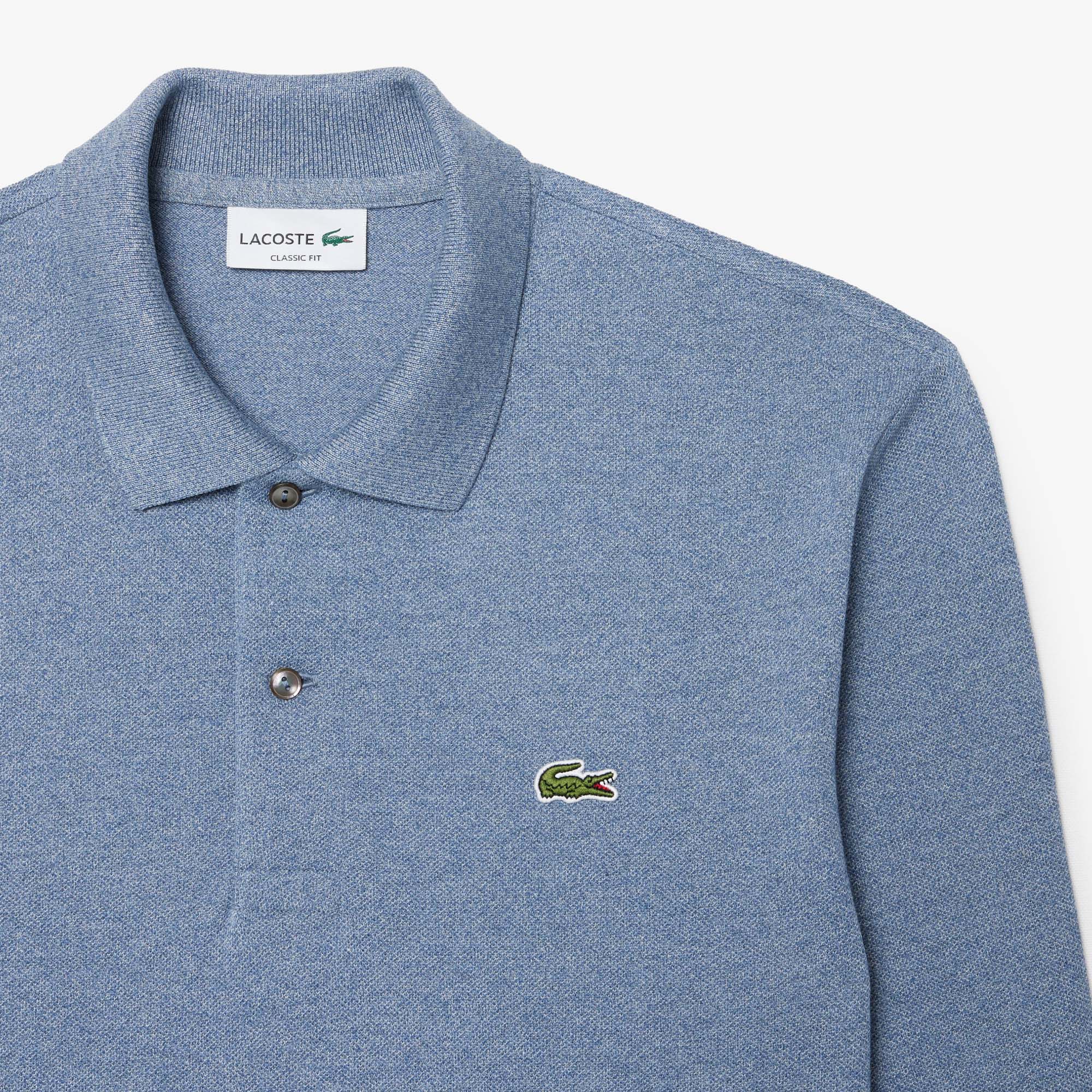 Polo L.12.12 à manches longues en piqué - Bleu Indigo Clair