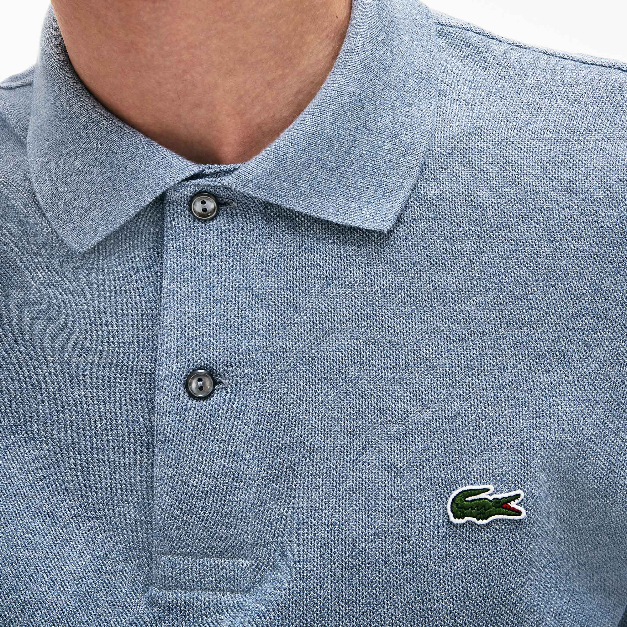Polo L.12.12 à manches longues en piqué - Bleu Indigo Clair