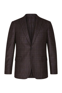 Veste de costume London à patte de boutonnage en laine - Aubergine