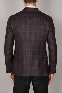 Veste de costume London à patte de boutonnage en laine - Aubergine