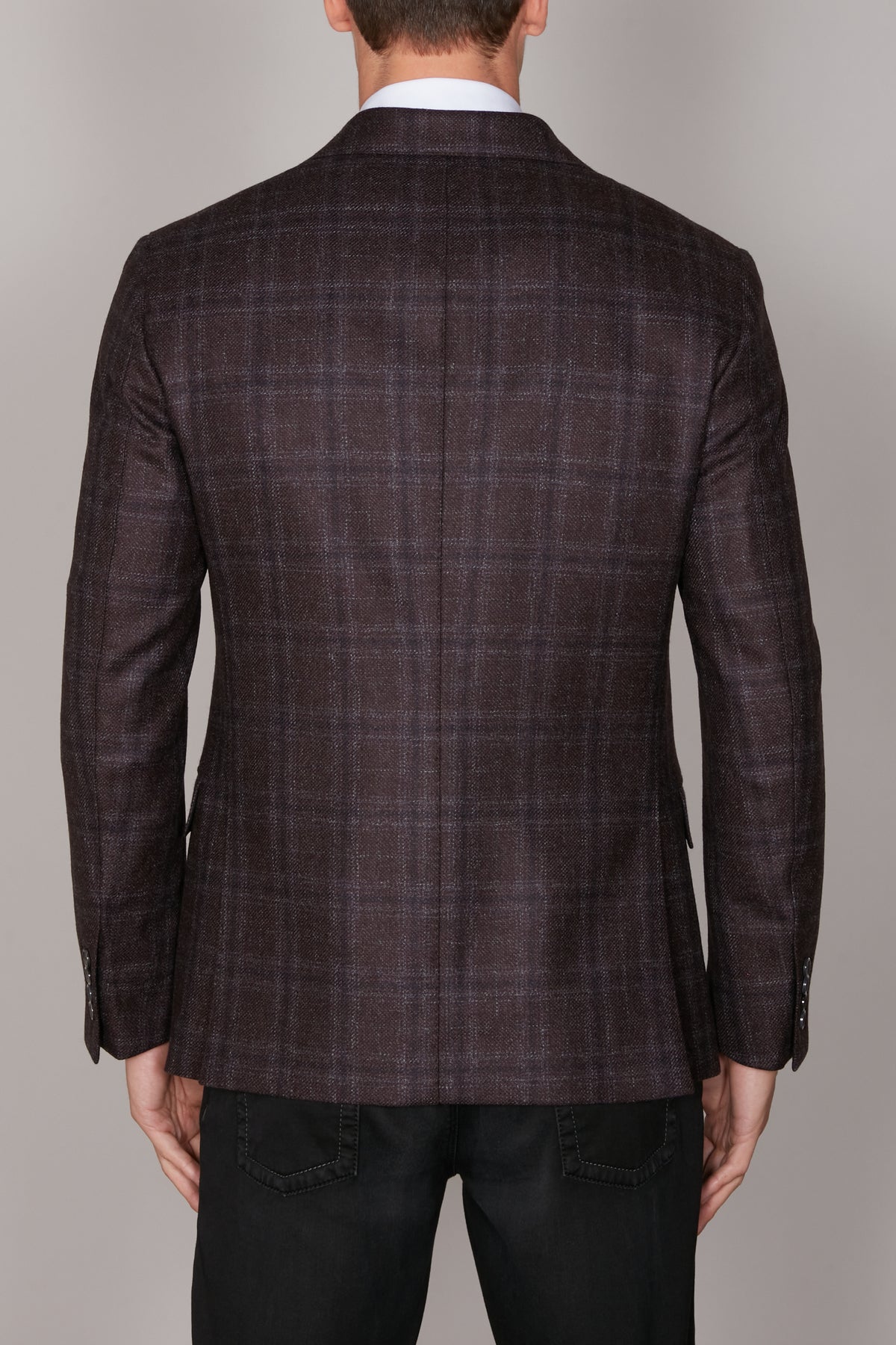 Veste de costume London à patte de boutonnage en laine - Aubergine